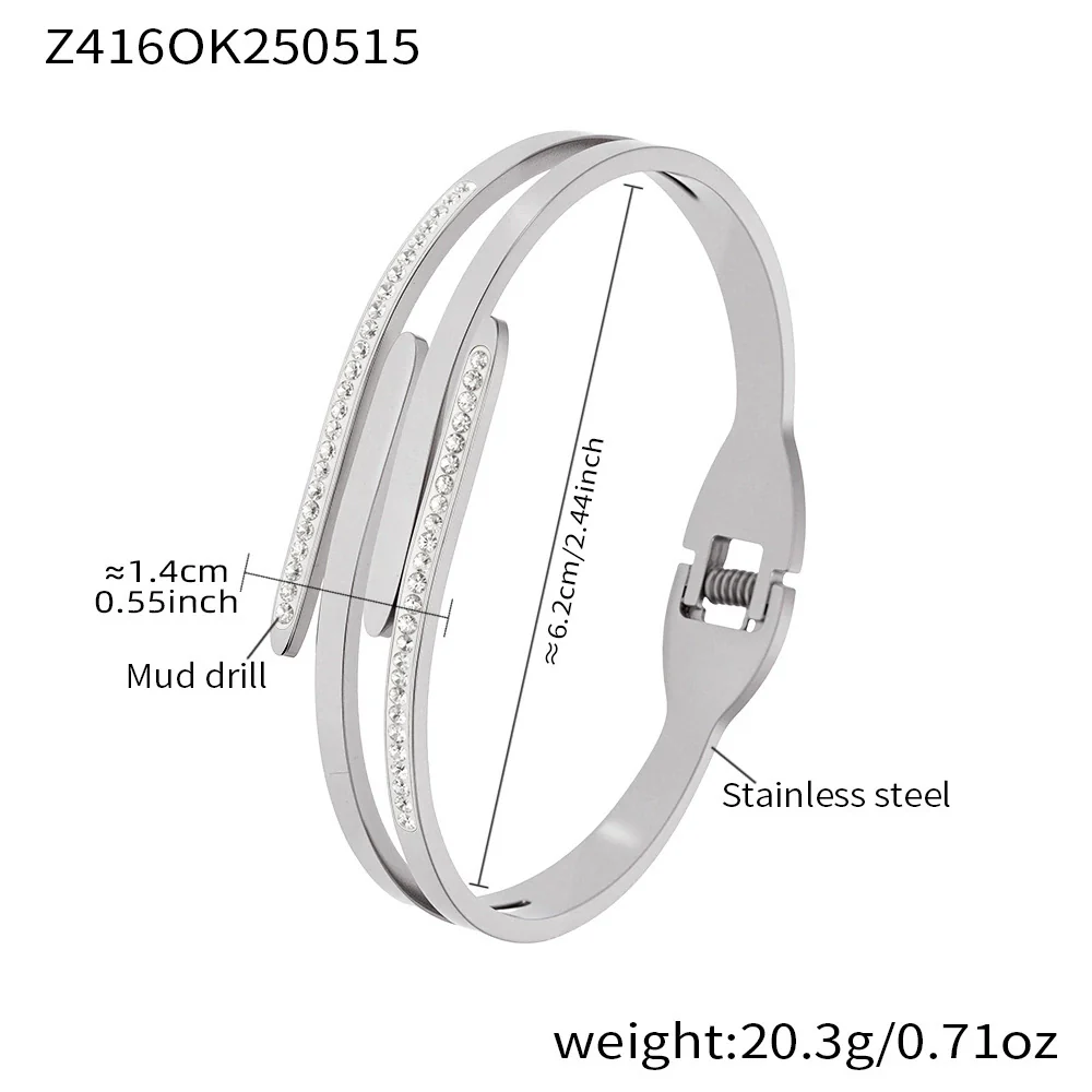 Wholesale Ferris Wheel Geometric Fashion Stainless Steel Zircon Goldplated Bracelet Hand Jewelry - Image 7