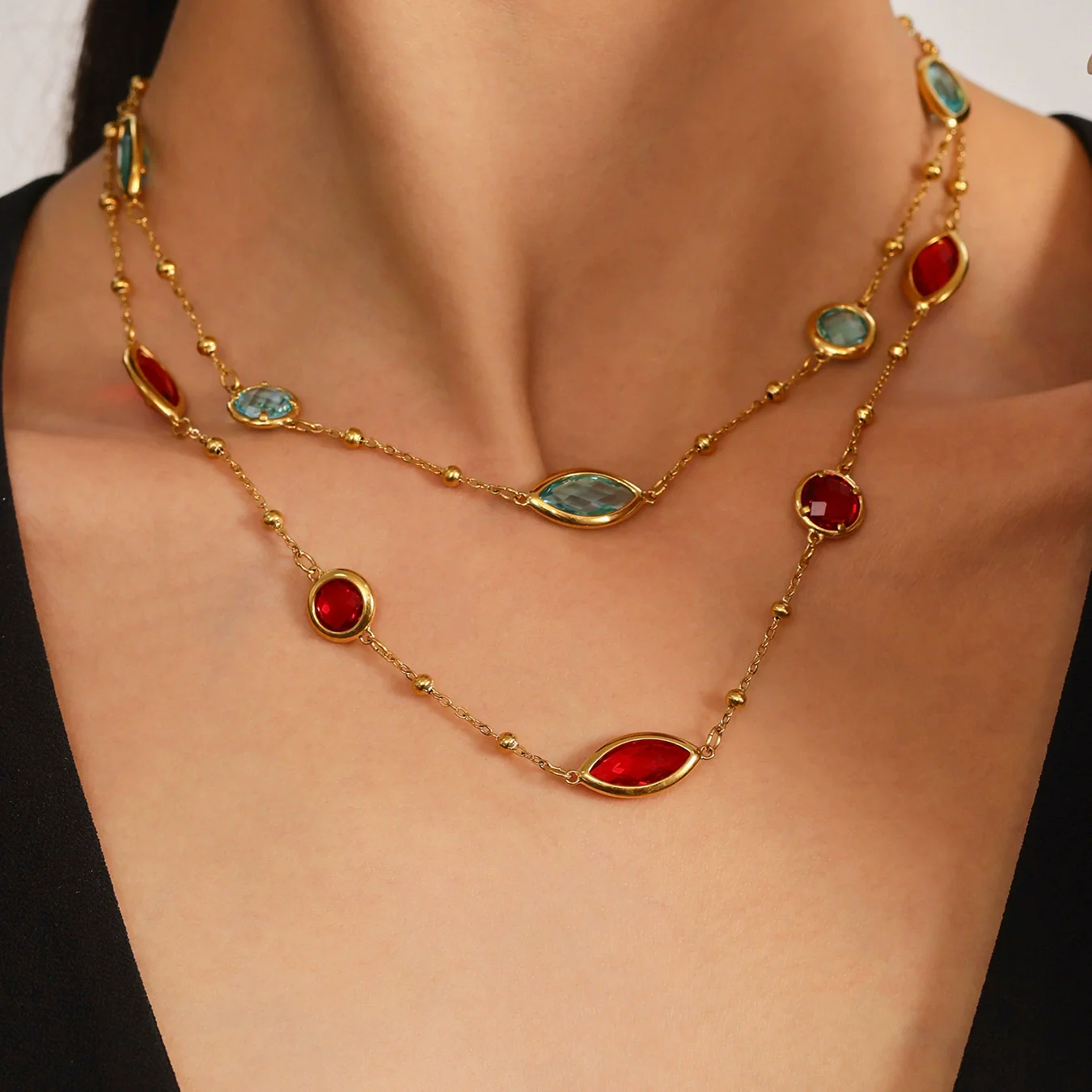 Wholesale Ferris Wheel Geometric Zircon Stainless Steel And Titanium Steel Electroplated Necklace For Ladies - Image 4