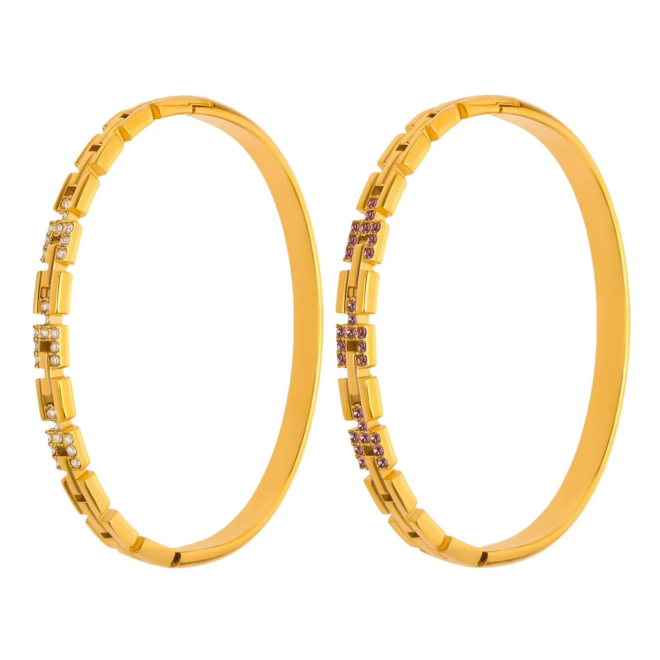 Wholesale Ferris Wheel Great Wall Grain Diamondencrusted Flash Buckle Bracelet Stainless Steel Zircon 18K Gold Plated Fashion Geometric Jewelry - Image 5