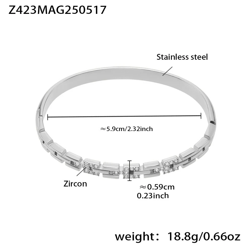 Wholesale Ferris Wheel Great Wall Grain Diamondencrusted Flash Buckle Bracelet Stainless Steel Zircon 18K Gold Plated Fashion Geometric Jewelry - Image 8
