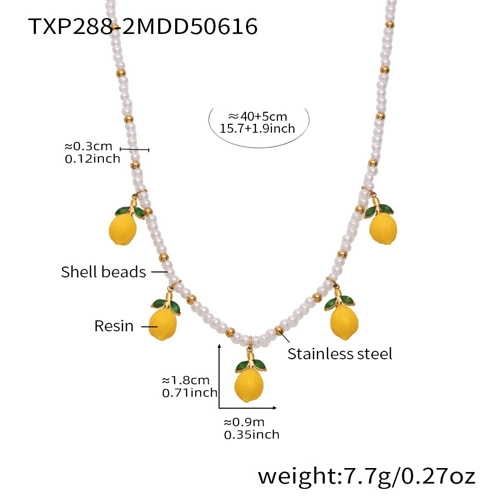Wholesale Ferris Wheel Lemon Geometric Pendant Stainless Steel And Titanium Steel Electroplated Necklace And Jewelry Set For Women - Image 7