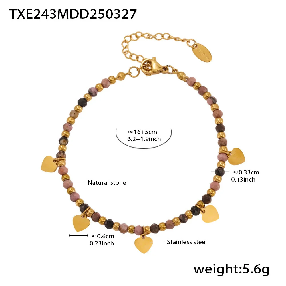 Wholesale Ferris Wheel Natural Stone Beaded Titanium Steel Electroplated Necklace And Bracelet Jewelry Set For Unisex - Image 7