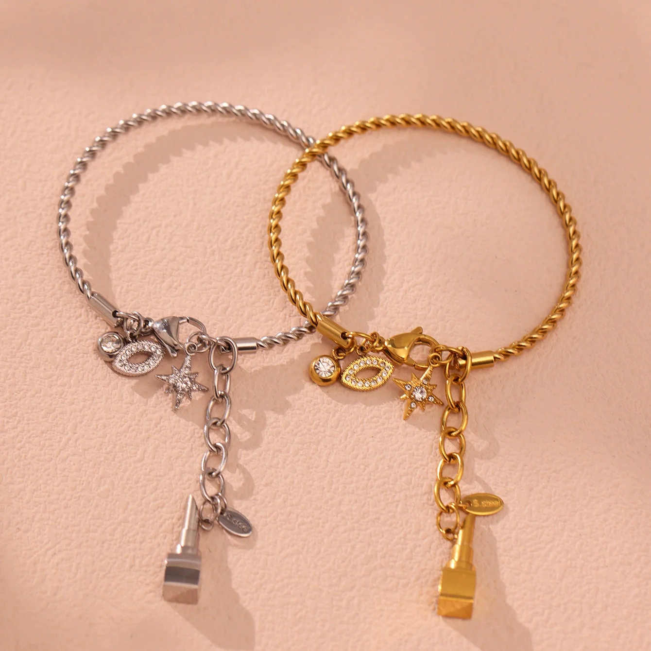 Wholesale Ferris Wheel Star Heart Diamond Pendant Tassel Stainless Steel Goldplated Electroplated Colorpreserving Handmade Diy Bracelet Fashion Geometric Jewelry - Image 2