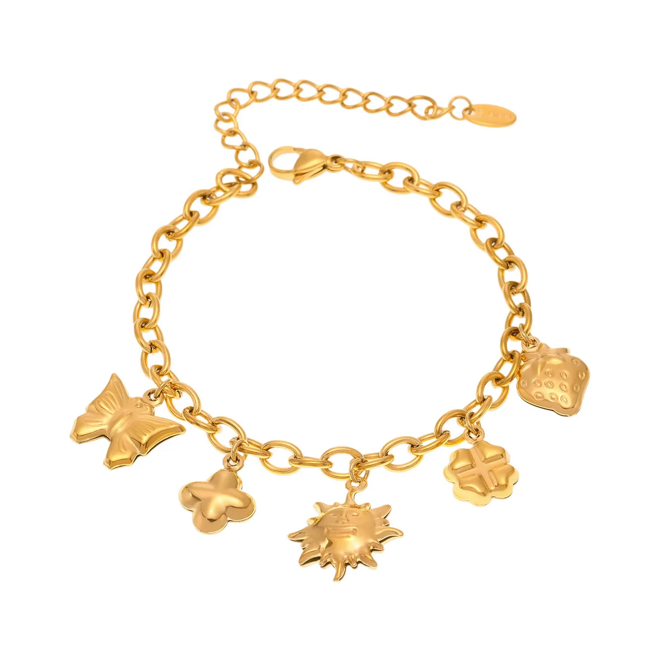 Wholesale Ferris Wheel Strawberry Butterfly Geometric Pendant Bracelet Anklet Stainless Steel Electroplated Women's Jewelry - Image 5