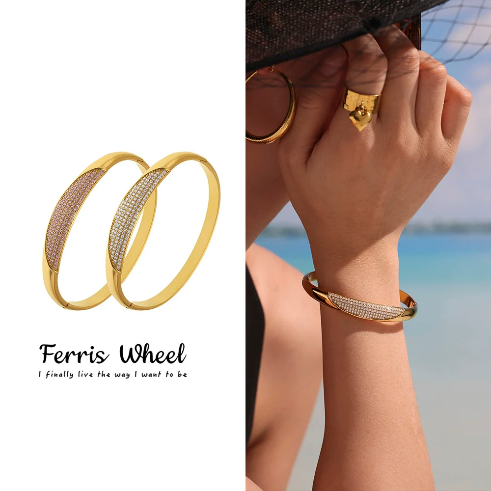 Wholesale Ferris Wheel Zircon Stainless Steel 18K Gold Plated Exquisite Bracelet Jewelry With Geometric Fashion Style