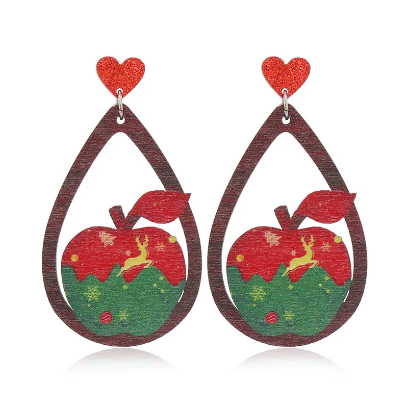 Wholesale Festival Elements Geometric Wood Earrings For Women With Christmas Series Cartoon Designs Like Santa Claus Elk Snowman Dinosaur And Penguin - Image 6