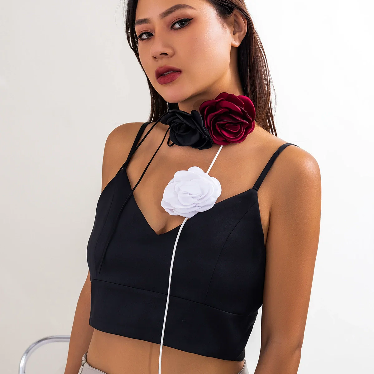 Wholesale Flannel Handmade Flower Choker And Necklace For Women - Image 8
