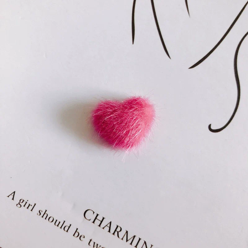 Wholesale Fluffy Flannel Peach Heart Diy Hair Clip Accessories Material In Candy Color With Environmental Protection Treatment - Image 12