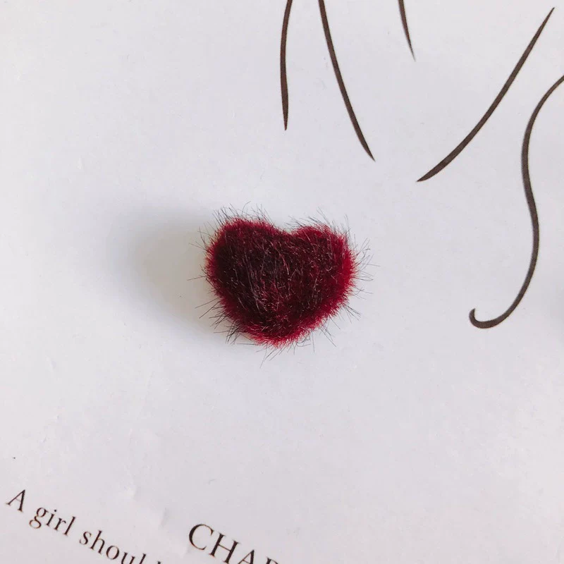 Wholesale Fluffy Flannel Peach Heart Diy Hair Clip Accessories Material In Candy Color With Environmental Protection Treatment - Image 18