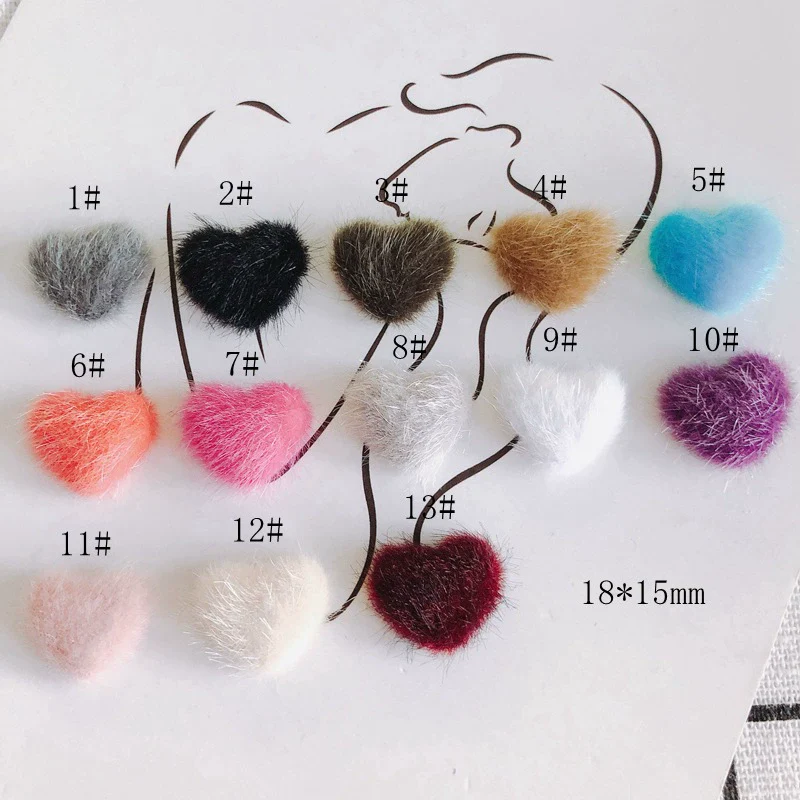 Wholesale Fluffy Flannel Peach Heart Diy Hair Clip Accessories Material In Candy Color With Environmental Protection Treatment - Image 2