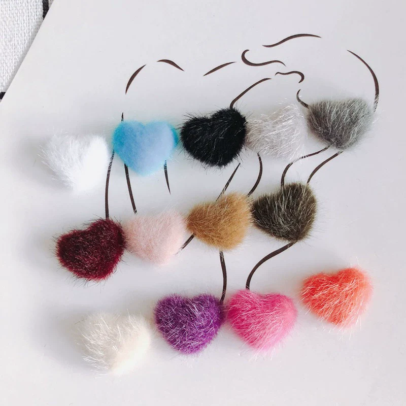 Wholesale Fluffy Flannel Peach Heart Diy Hair Clip Accessories Material In Candy Color With Environmental Protection Treatment - Image 3