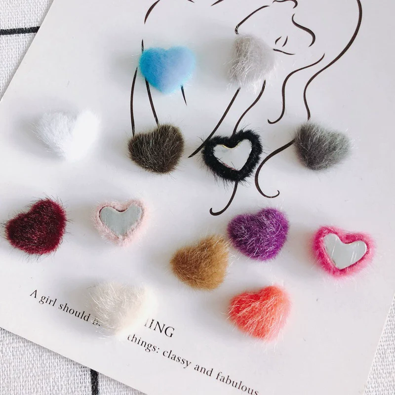 Wholesale Fluffy Flannel Peach Heart Diy Hair Clip Accessories Material In Candy Color With Environmental Protection Treatment - Image 4