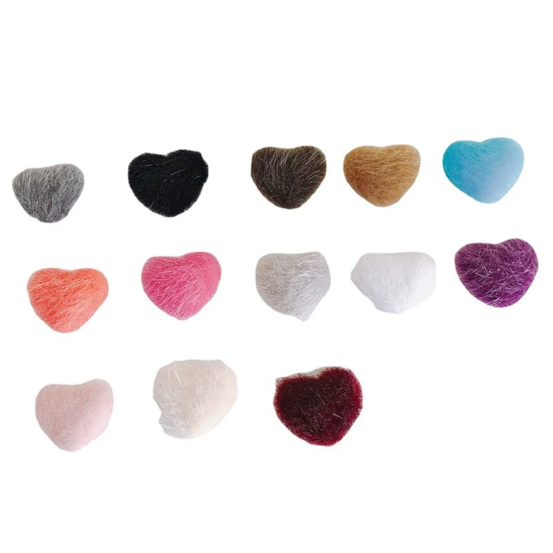 Wholesale Fluffy Flannel Peach Heart Diy Hair Clip Accessories Material In Candy Color With Environmental Protection Treatment - Image 5