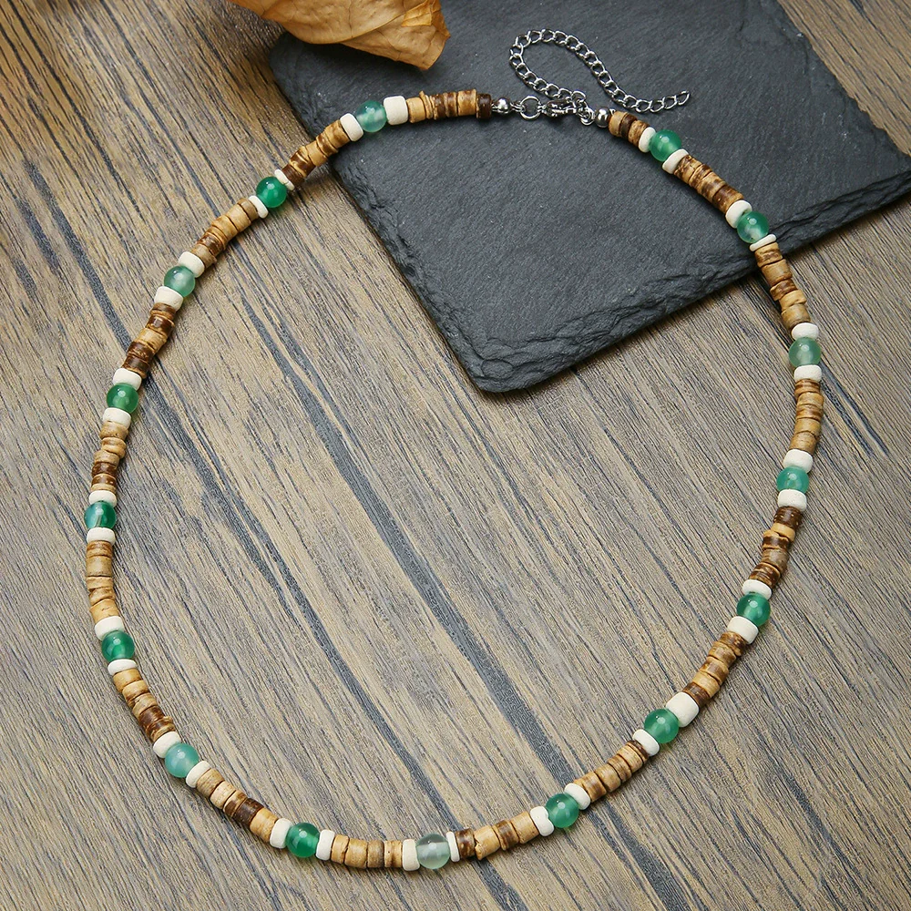 Wholesale Flying Disc Bead Clavicle Chain Necklace Coconut Shell Imitation Pearl African Pine Alloy Geometric Handmade Unisex - Image 13