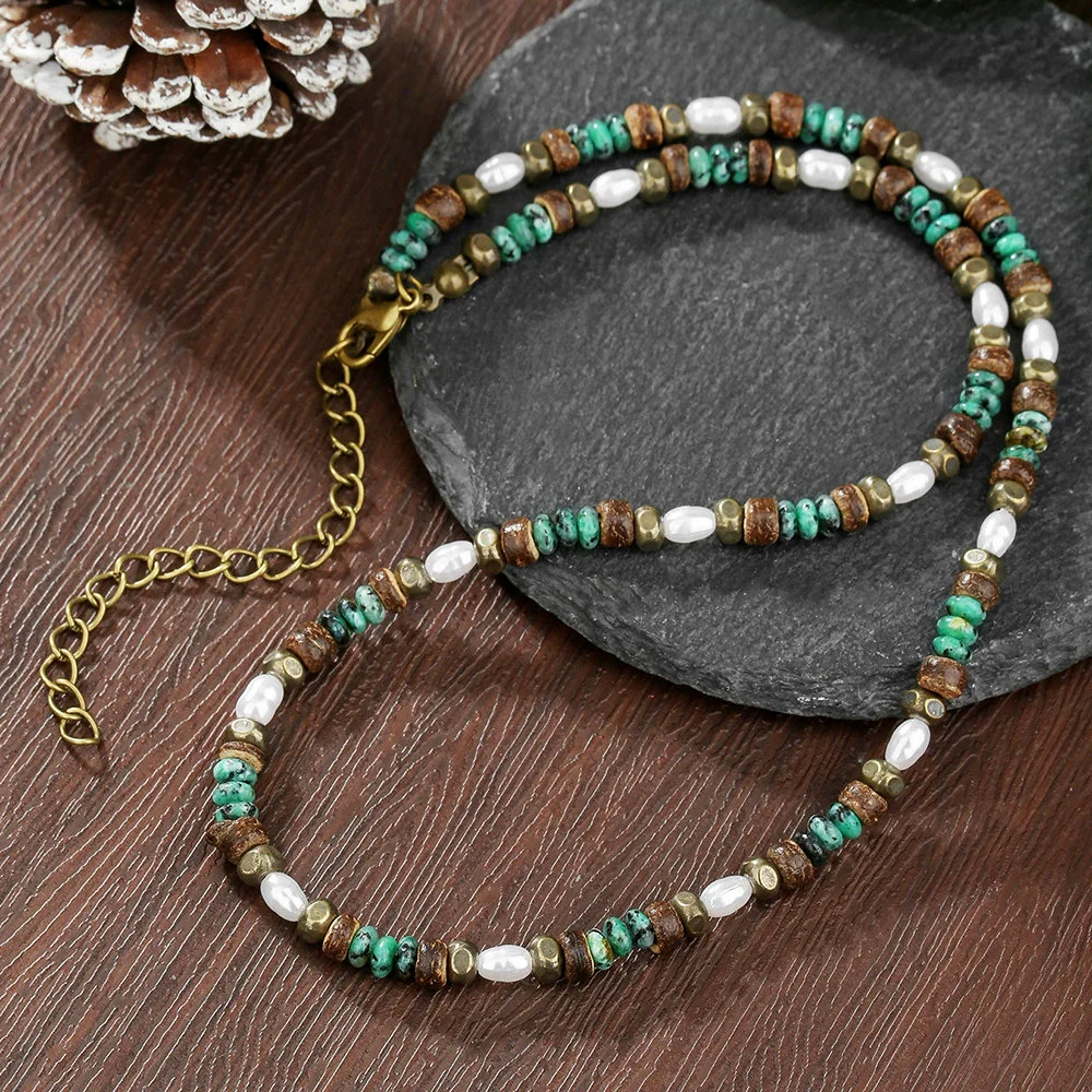 Wholesale Flying Disc Bead Clavicle Chain Necklace Coconut Shell Imitation Pearl African Pine Alloy Geometric Handmade Unisex - Image 4