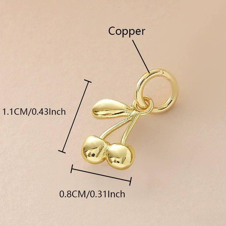 Wholesale Food Series Copper Goldplated Cherry Mushroom Oil Drop Pendant Diy Jewelry Accessories - Image 11