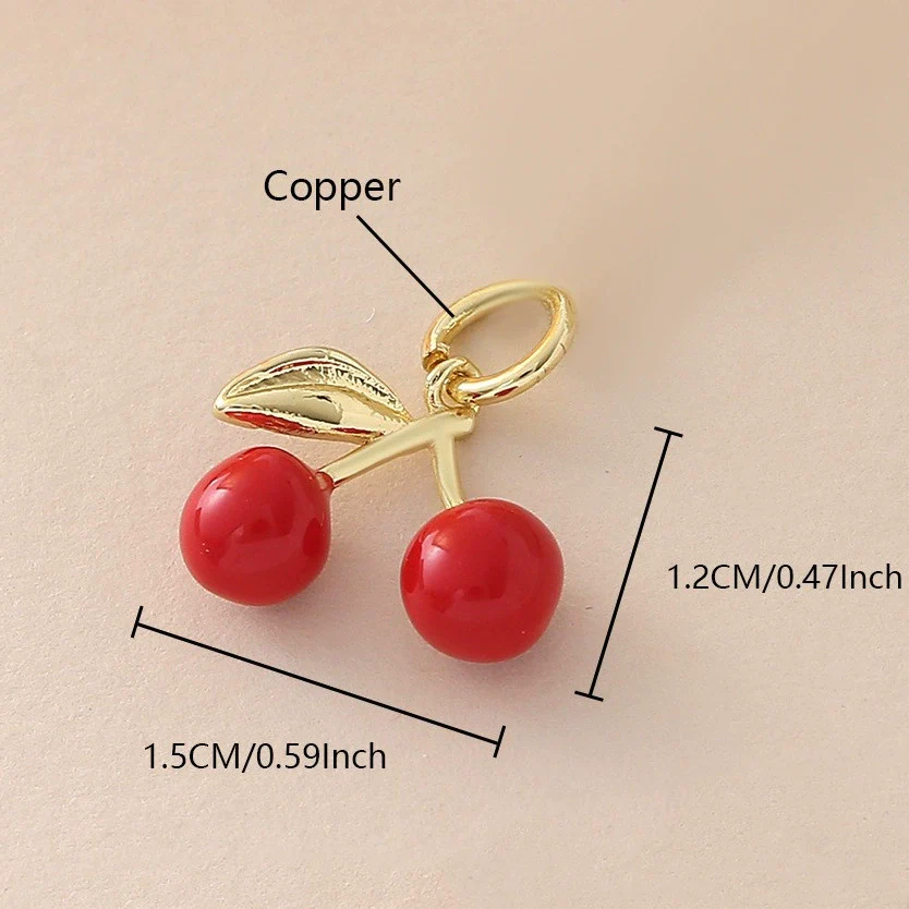 Wholesale Food Series Copper Goldplated Cherry Mushroom Oil Drop Pendant Diy Jewelry Accessories - Image 12
