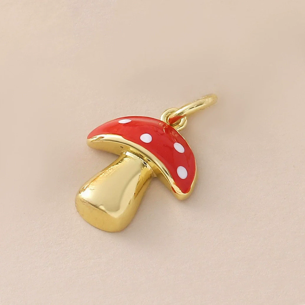 Wholesale Food Series Copper Goldplated Cherry Mushroom Oil Drop Pendant Diy Jewelry Accessories - Image 13