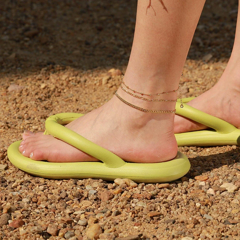 Wholesale Foot Accessories Geometric Copper Gold Plated Anklet For Girls Jewelry - Image 3