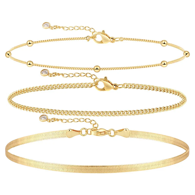 Wholesale Foot Accessories Geometric Copper Gold Plated Anklet For Girls Jewelry - Image 5