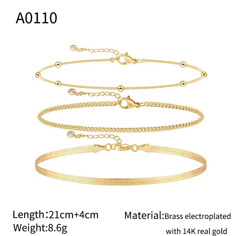 Wholesale Foot Accessories Geometric Copper Gold Plated Anklet For Girls Jewelry - Image 6