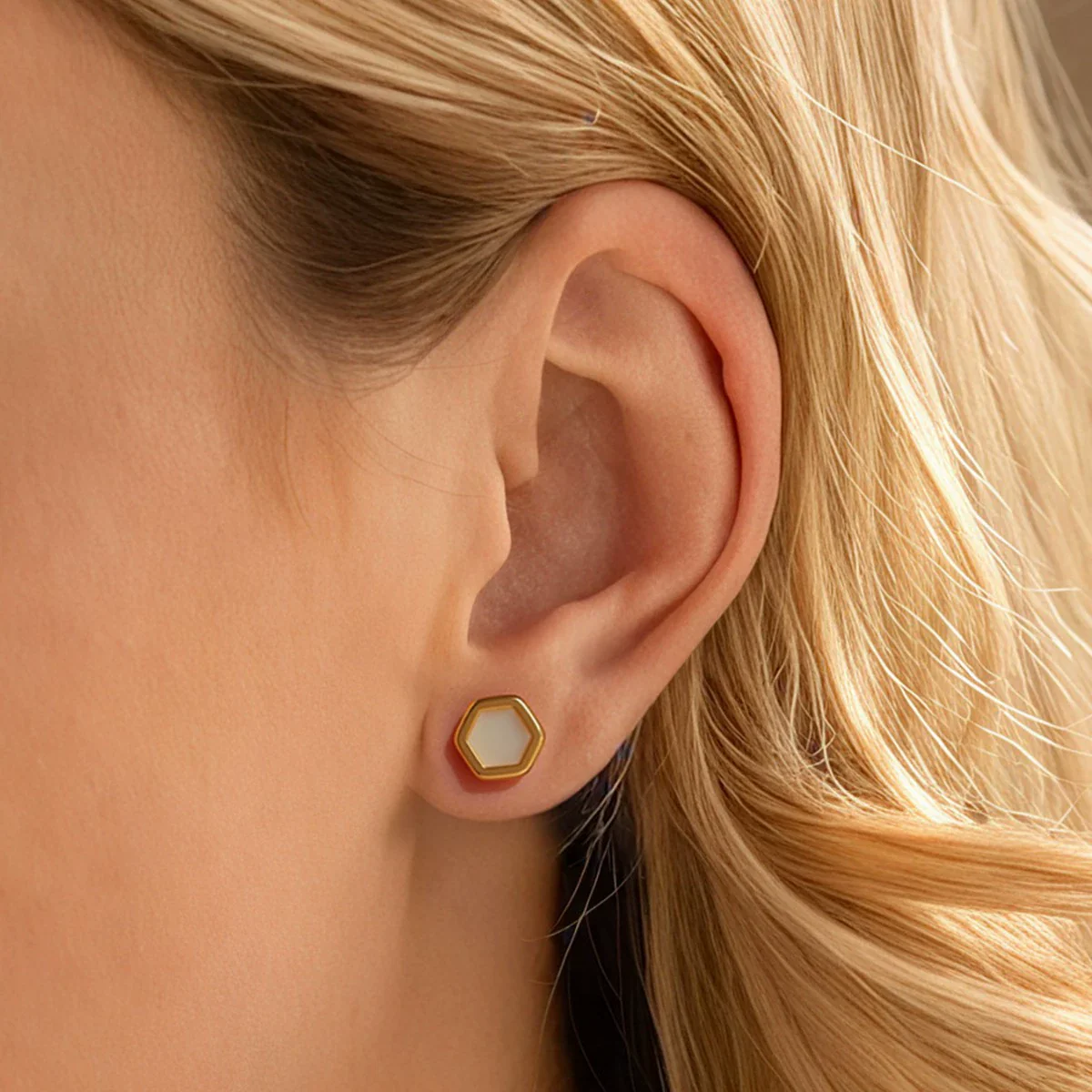Wholesale French Retro Geometric Ferris Wheel Faceted Hexagonal Opal Stainless Steel Goldplated Women's Earrings - Image 4