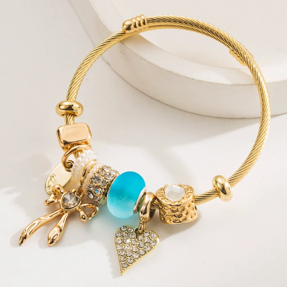 Wholesale Fresh Allmatch Adjustable Diamond Inlaid Alloy Bow And Heart Pattern Bracelet For Unisex - Image 7