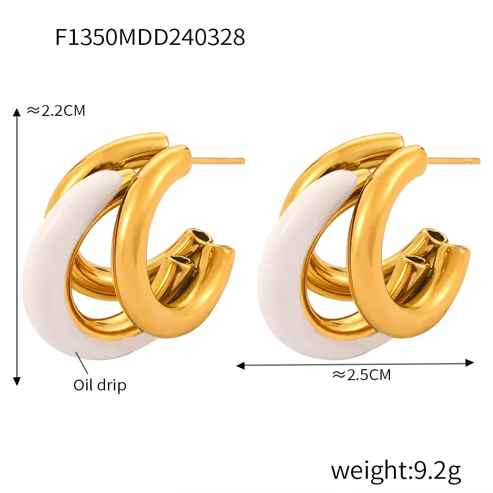 Wholesale Fresh Fashion Geometric Ushape And Cshape Electroplated Titanium Steel Earrings For Women - Image 6
