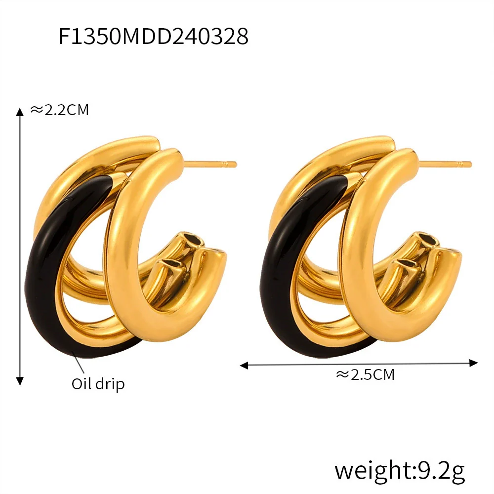 Wholesale Fresh Fashion Geometric Ushape And Cshape Electroplated Titanium Steel Earrings For Women - Image 8