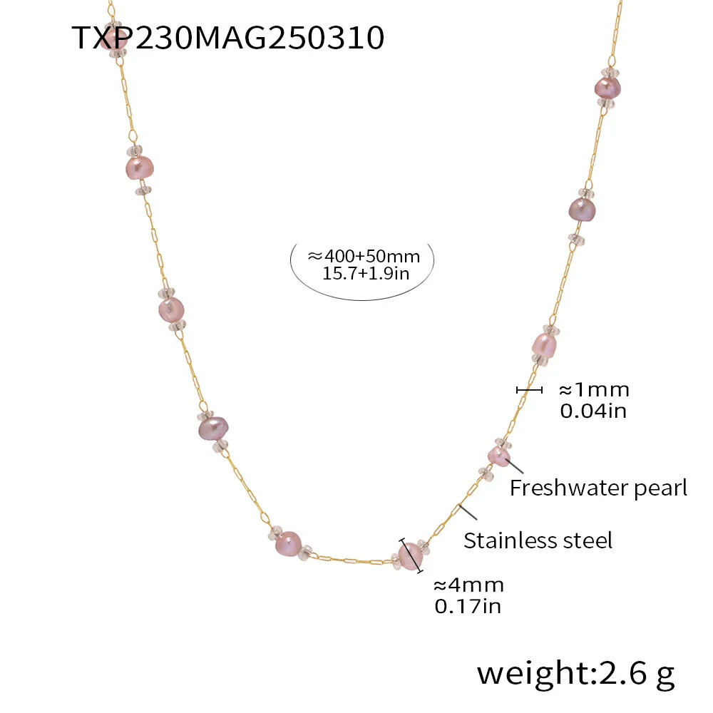 Wholesale Freshwater Pearl And Titanium Steel Electroplated Jewelry Set For Women Ferris Wheel Design Necklace And Bracelet - Image 6