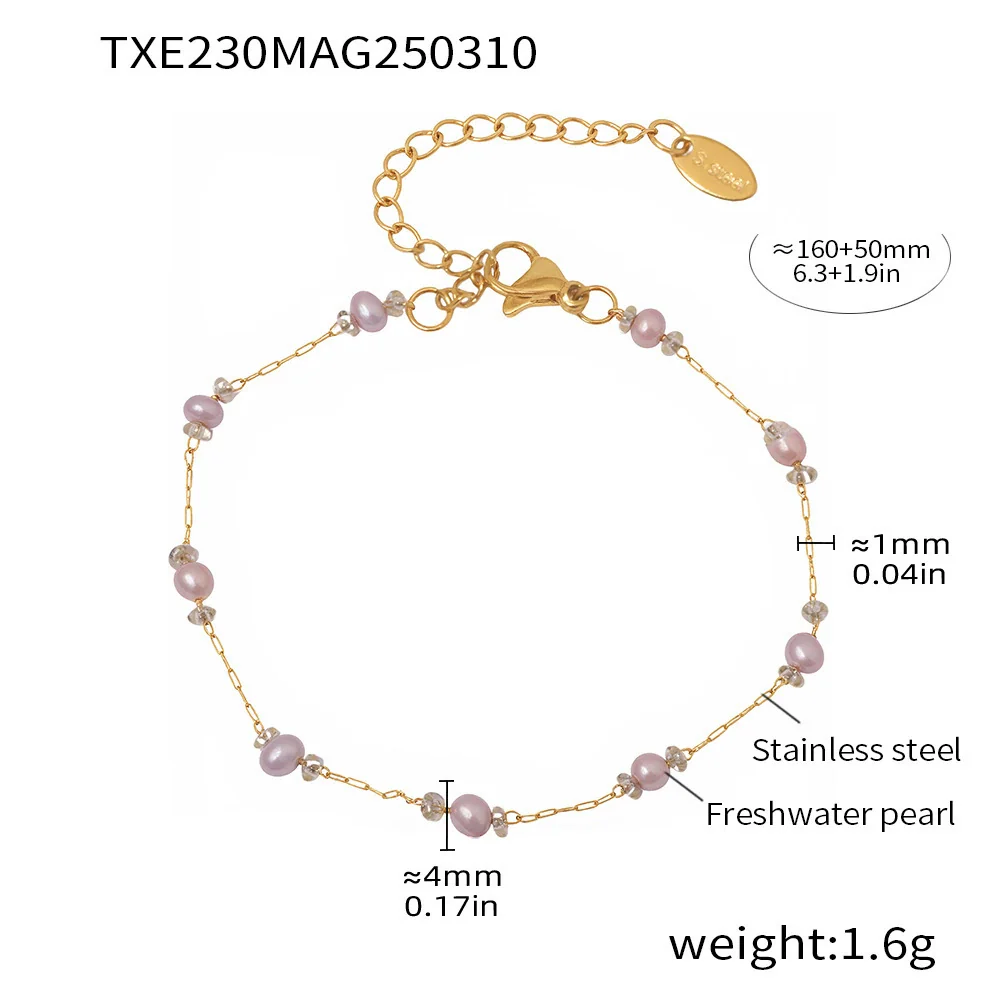 Wholesale Freshwater Pearl And Titanium Steel Electroplated Jewelry Set For Women Ferris Wheel Design Necklace And Bracelet - Image 7