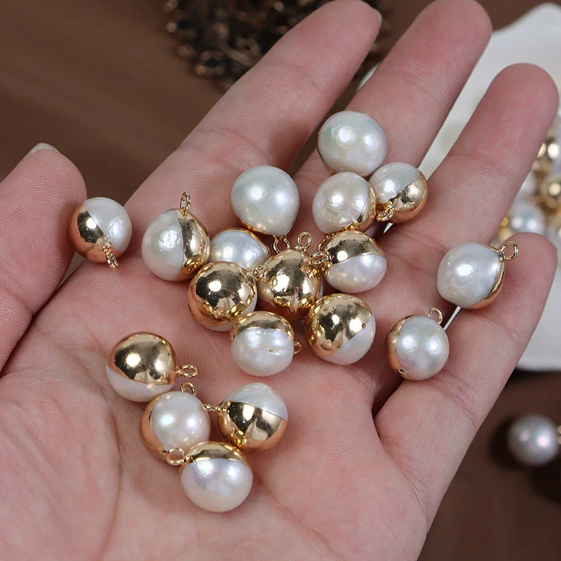 Wholesale Freshwater Pearl Edison Round Gilded Single Hanging Pendant Earrings Jewelry Accessories - Image 3