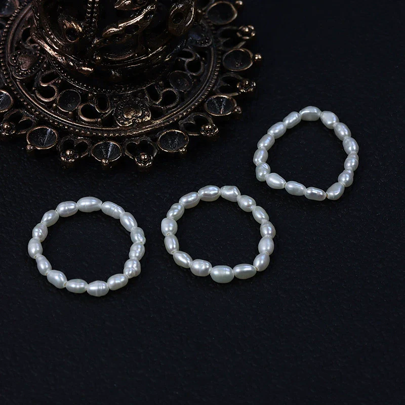 Wholesale Freshwater Pearl Ring Minimalist Unisex Design With Special Shape And Thread Accessory - Image 5