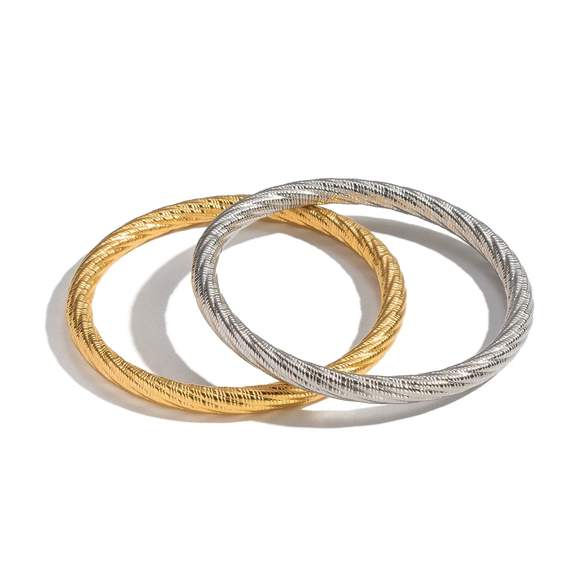 Wholesale Frosted Geometric Plain Circle Electroplated Stainless Steel Bracelet Jewelry For Women - Image 5