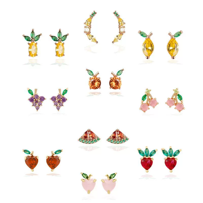 Wholesale Fruit Pendant Jewelry Copper With Zircon And Real Gold Plating For Women - Image 5
