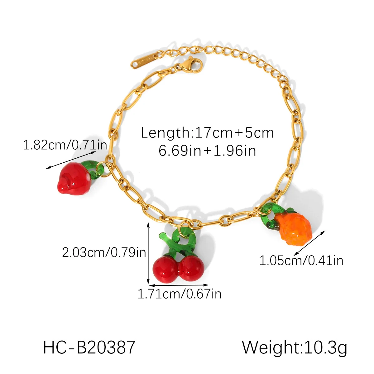 Wholesale Fruit Shape Gold Plated Stainless Steel And Resin Jewelry Necklaces And Bracelets For Women - Image 6