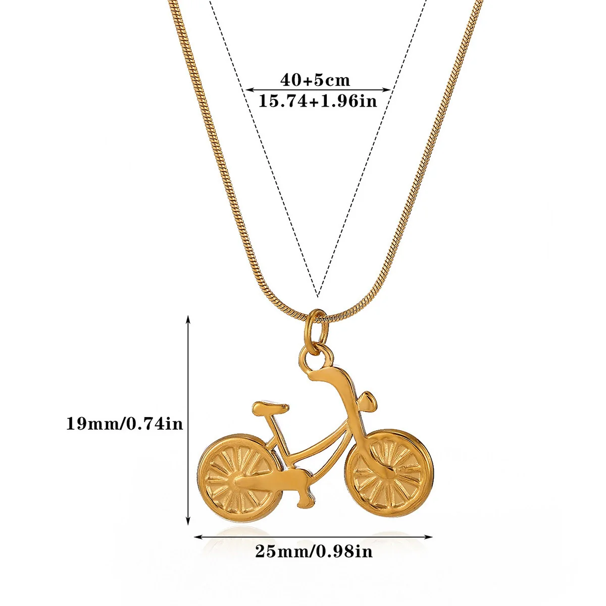 Wholesale Fun Mini Cute Retro Niche Design Elegant Stainless Steel Gold Plated Bicycle Pendant Rope Chain For Unisex - Image 6