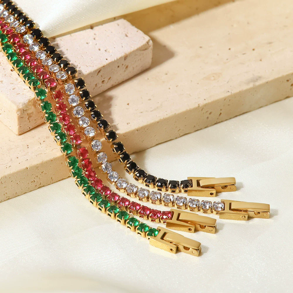Wholesale Geometric 14K Gold Inlaid With Zircon Stainless Steel Bracelet For Women - Image 2