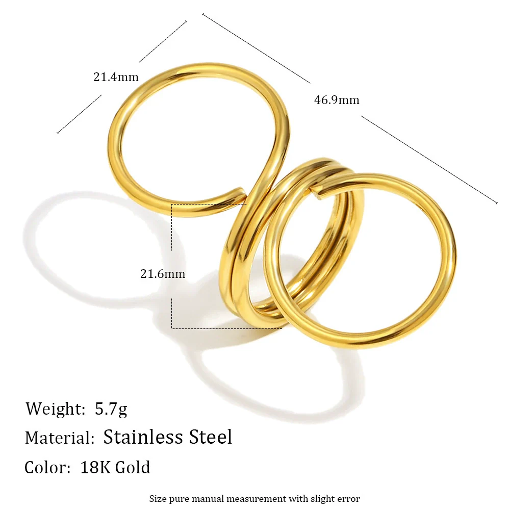 Wholesale Geometric 8Shaped Stainless Steel 18K Gold Plated Ring For Women - Image 2
