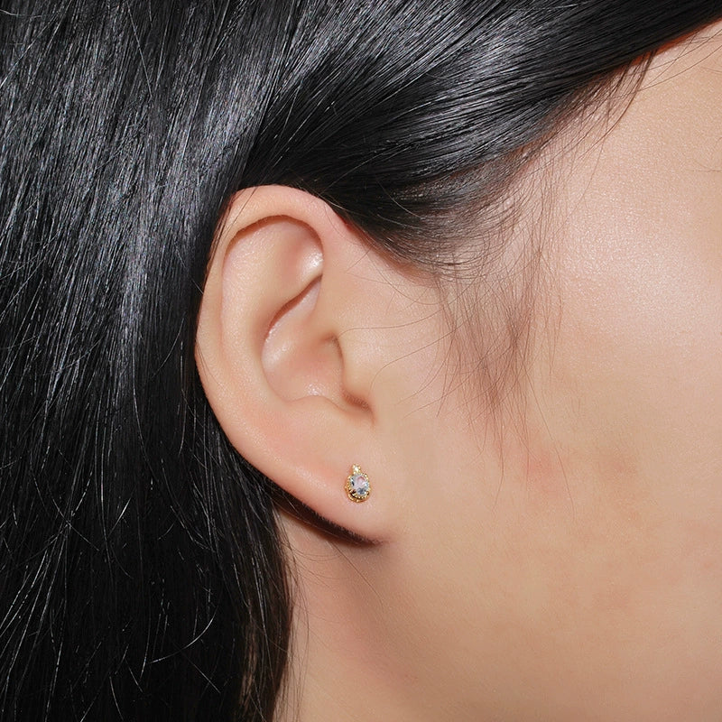 Wholesale Geometric 925 Sterling Silver Electroplated Stud Earrings With Sky Blue Topaz And Zircon For Women - Image 4