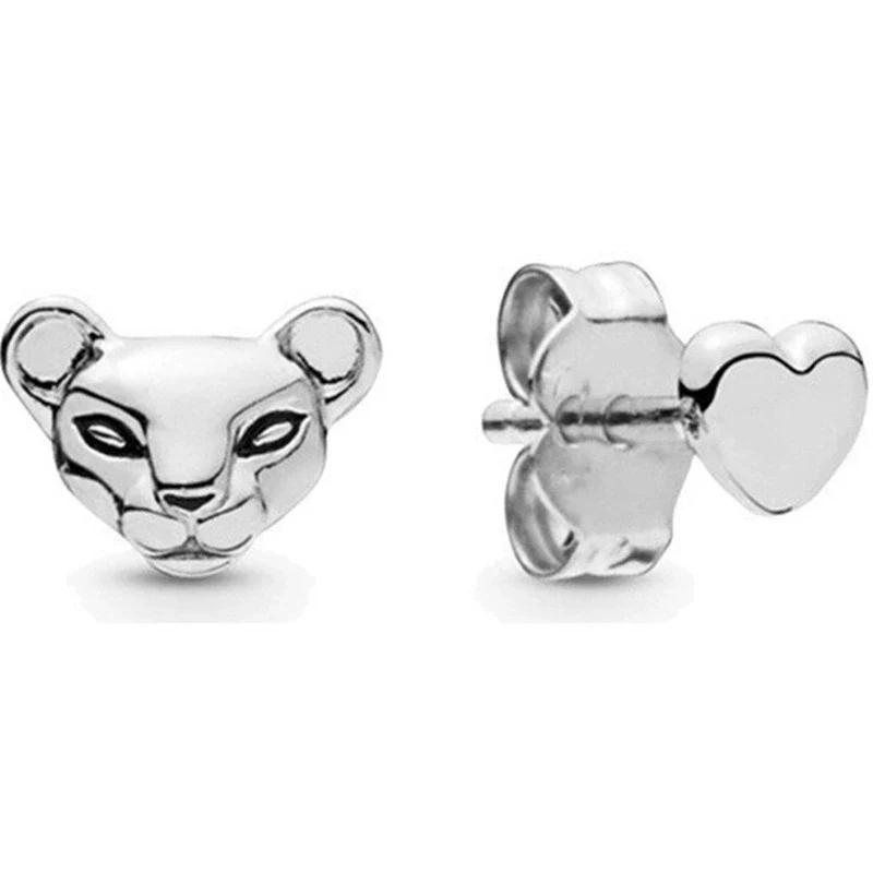 Wholesale Geometric Alloy Electroplated Lion Cartoon Asymmetric Cz Earrings For Women And Kids - Image 2