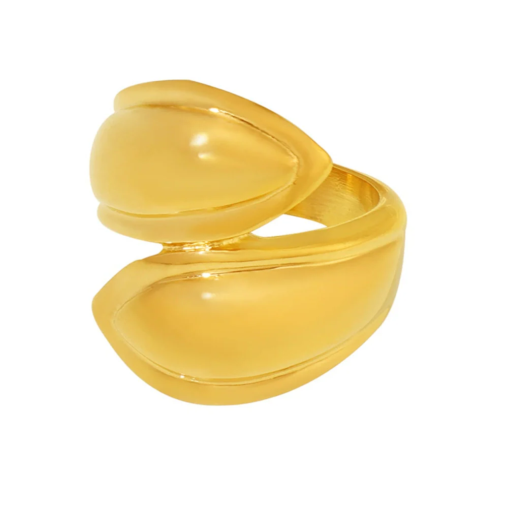 Wholesale Geometric Asymmetry 18K Gold Plated Titanium Steel Ring For Women Trend Jewelry - Image 5