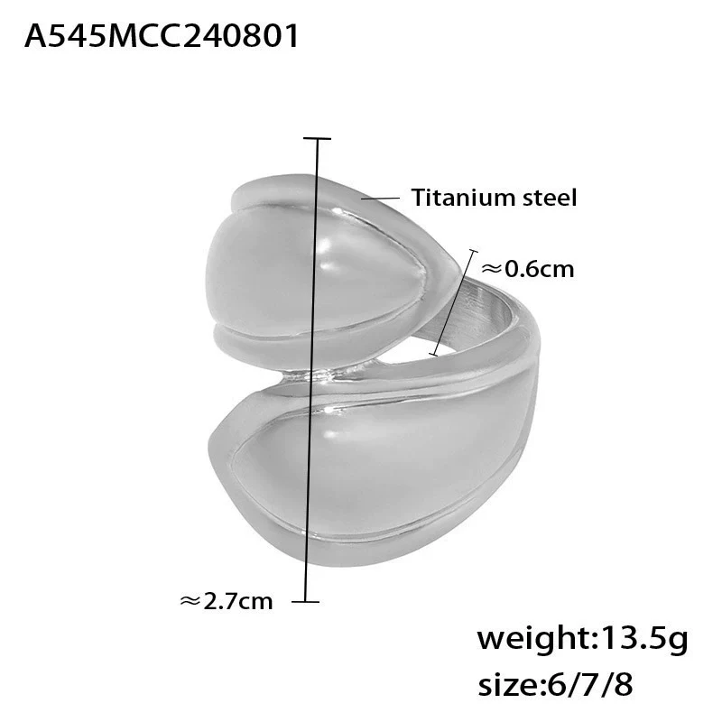 Wholesale Geometric Asymmetry 18K Gold Plated Titanium Steel Ring For Women Trend Jewelry - Image 6