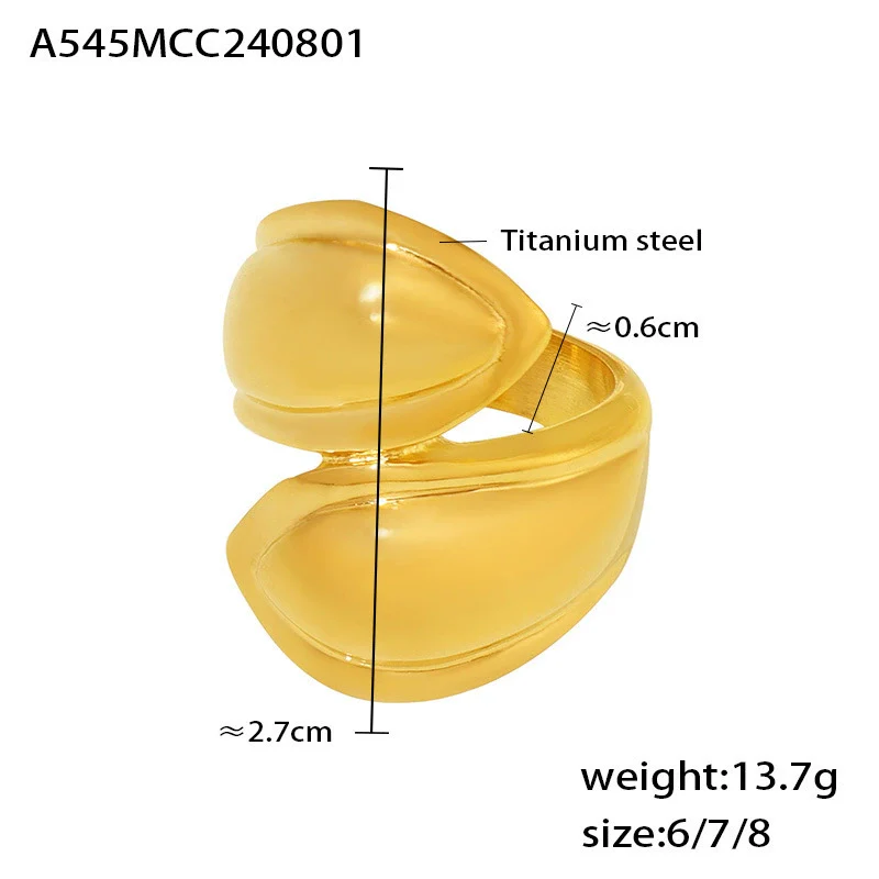 Wholesale Geometric Asymmetry 18K Gold Plated Titanium Steel Ring For Women Trend Jewelry - Image 7