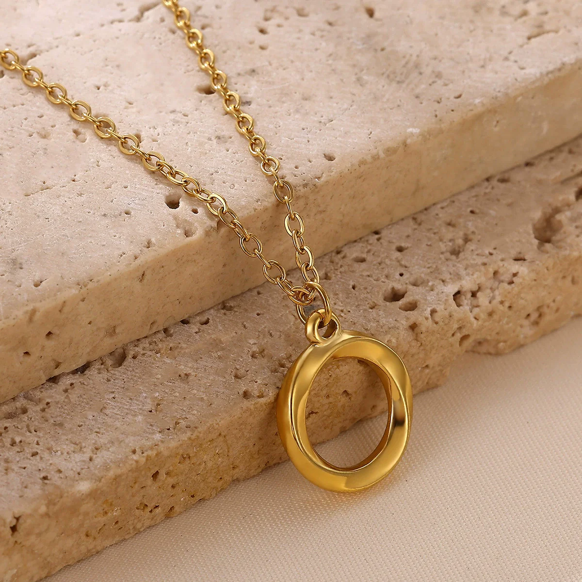 Wholesale Geometric Clavicle Chain And Full Diamond Ring Necklace Stainless Steel Gold Electroplated Unisex - Image 3