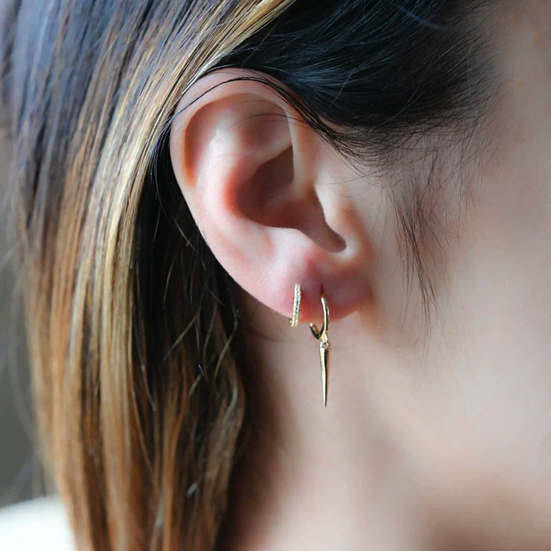 Wholesale Geometric Conical Rivets Retro Silver Needle And Copper Electroplated Earrings For Women And Men - Image 3