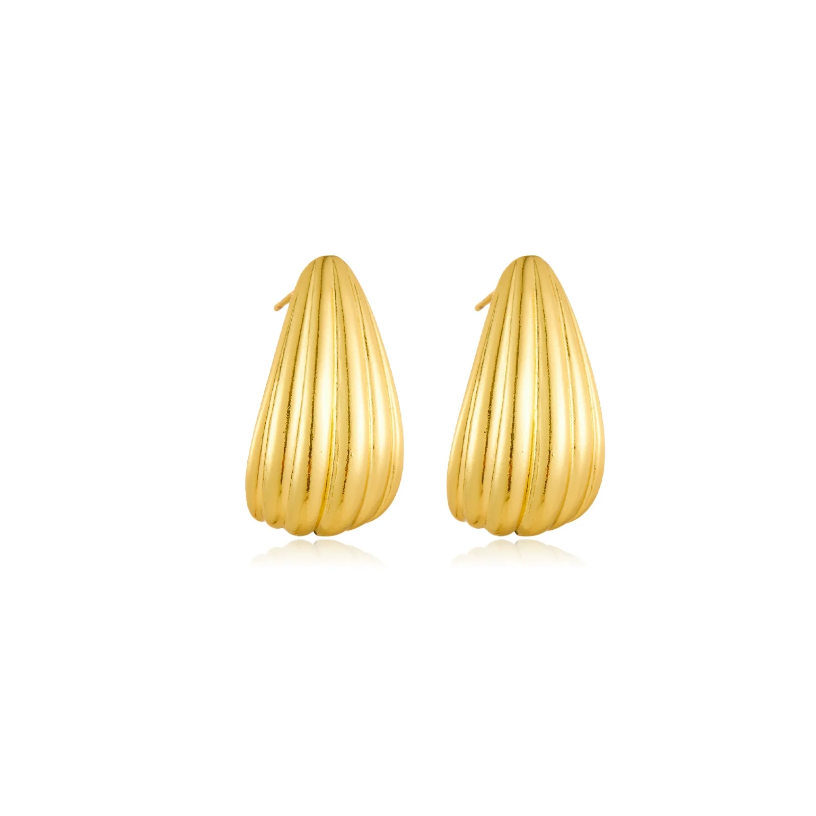 Wholesale Geometric Copper Earrings With Brushed And Micropaved Design Platinum And 18K Gold Electroplated For Women - Image 5