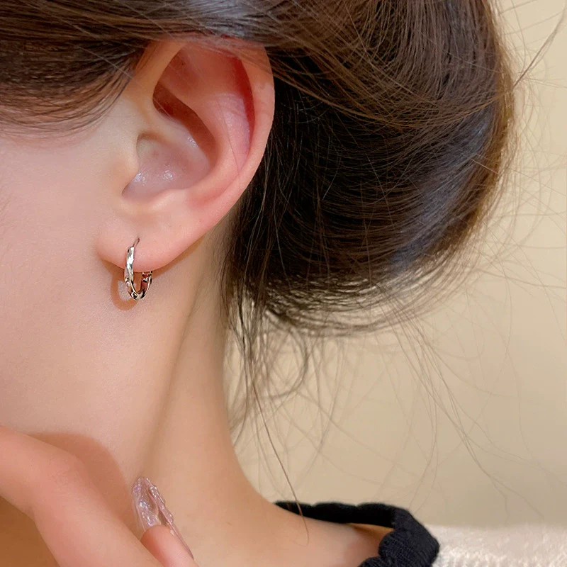 Wholesale Geometric Copper Electroplated Circle Earrings For Women - Image 3