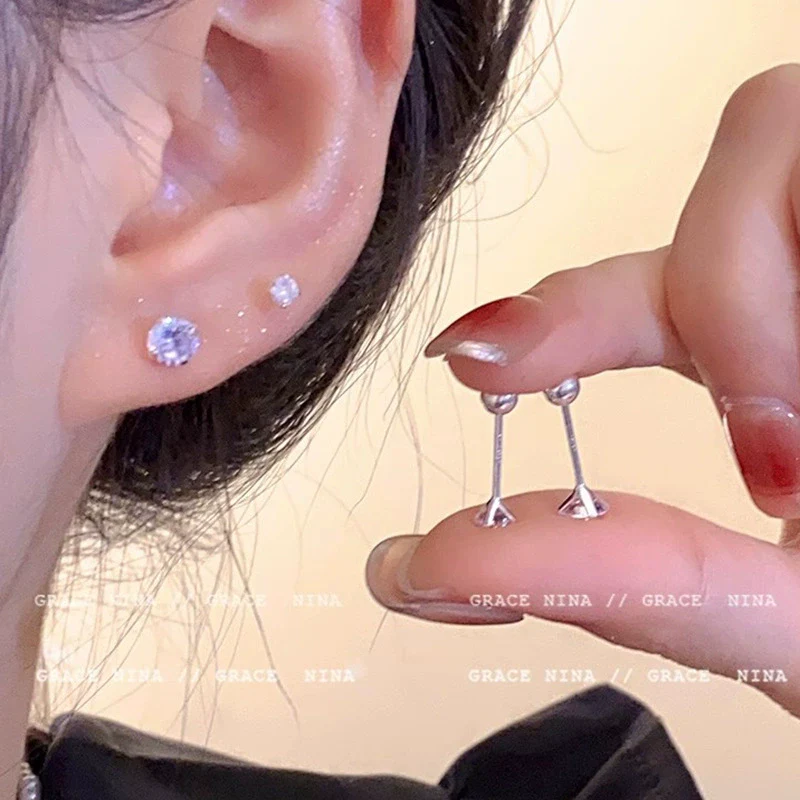 Wholesale Geometric Copper Electroplated Ear Bone Stud Earrings For Women