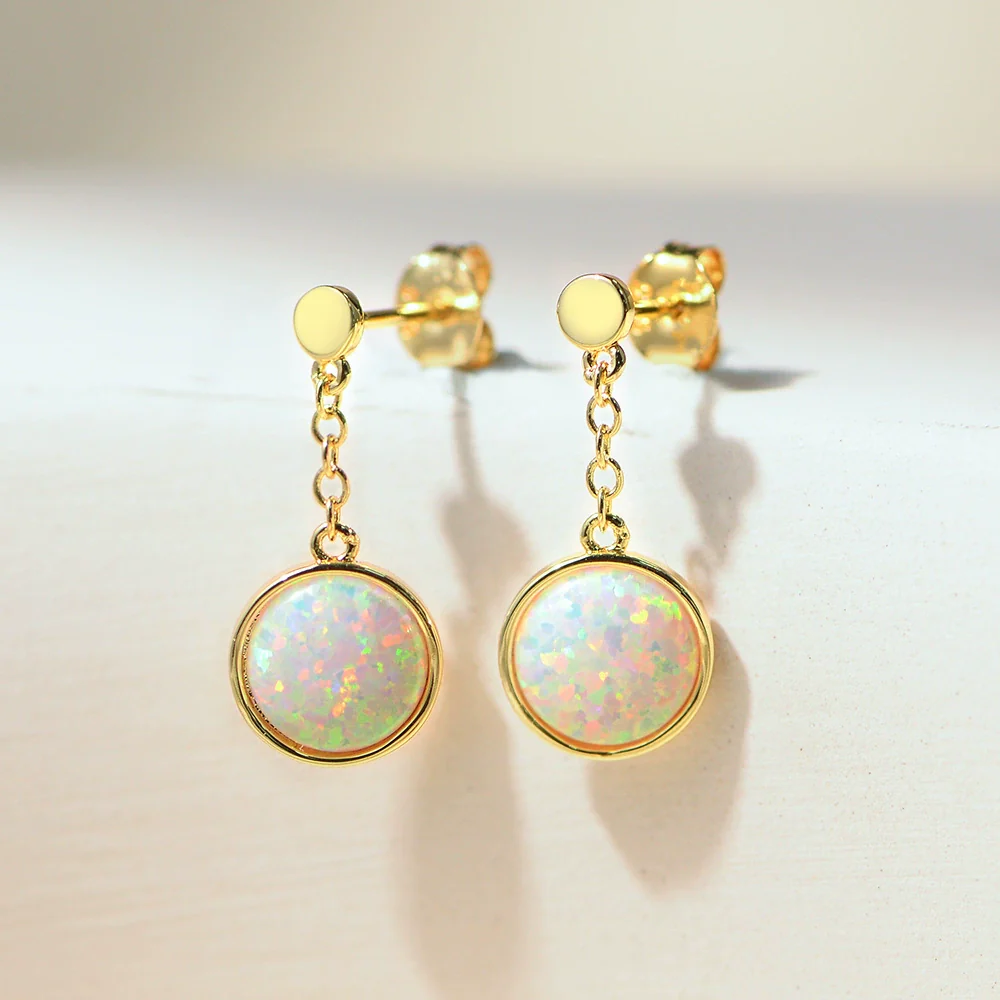 Wholesale Geometric Copper Goldplated Earrings For Women With Australian Opal